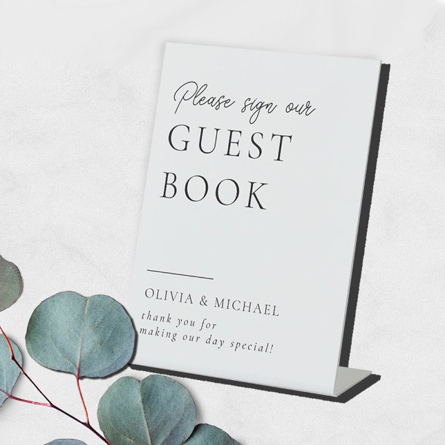 Minimal Simple Wedding Guest Book Pedestal Sign (Creator Uploaded)