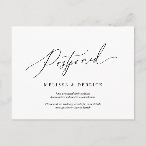 Minimal simple Wedding invitation Postponed Postcard