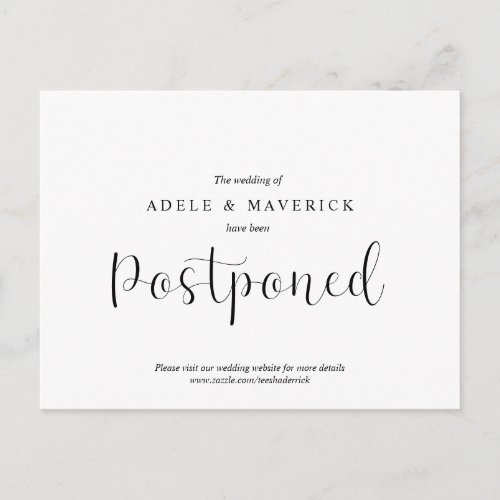 Minimal simple Wedding invitation Postponed Postcard