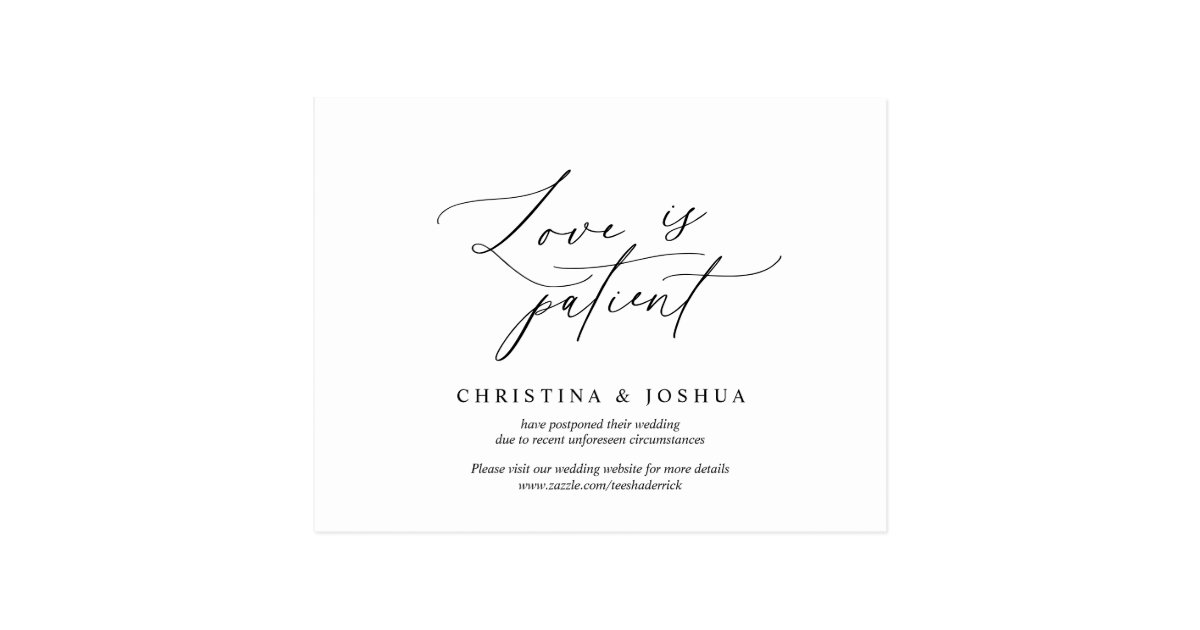 Minimal simple, Wedding invitation Postponement Postcard | Zazzle.com