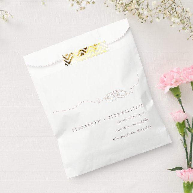 Minimal Simple Wedding Rings Blush Pink Wedding   Favor Bag (Sealed)