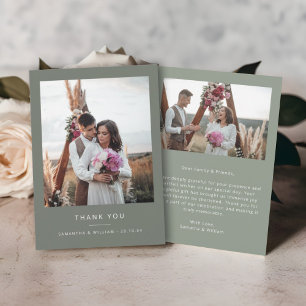 Minimal simple wedding thank you 2 pictures card
