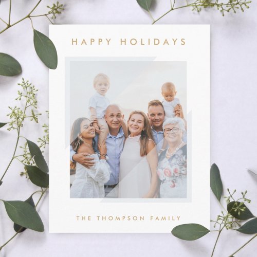 Minimal Simple White  Christmas Family Photo Holiday Card