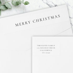 Minimal Simple White Christmas Return Address Wrap Around Label