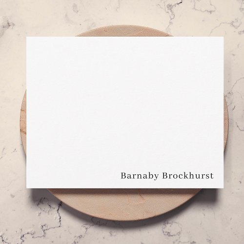 Minimal Simple White Classic Masculine Note Card