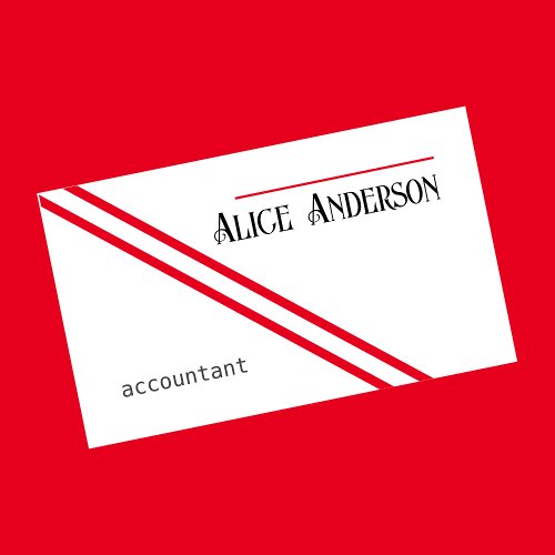 Minimal simple white red  accountant Business Card
