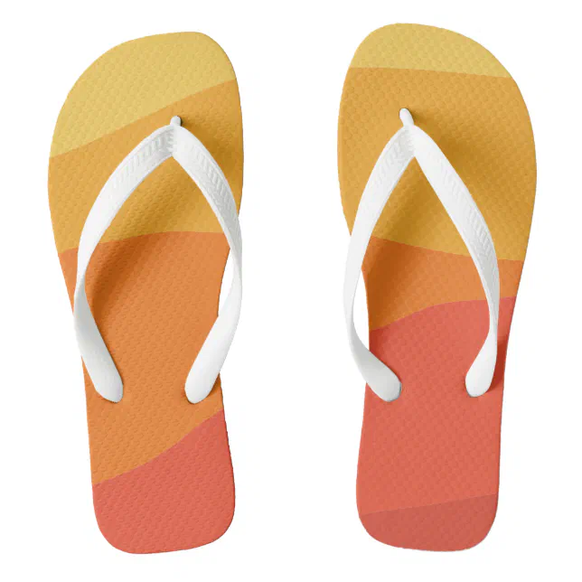 Minimal Simple Yellow Orange Red Summer Flip Flops Zazzle