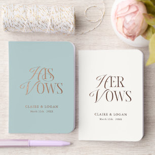 Minimal Simplicity Dusty Blue Wedding His & Hers'  Foil Vow Books
