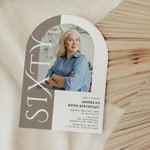 Minimal SIXTY Arch Photo 60th Birthday Invitation