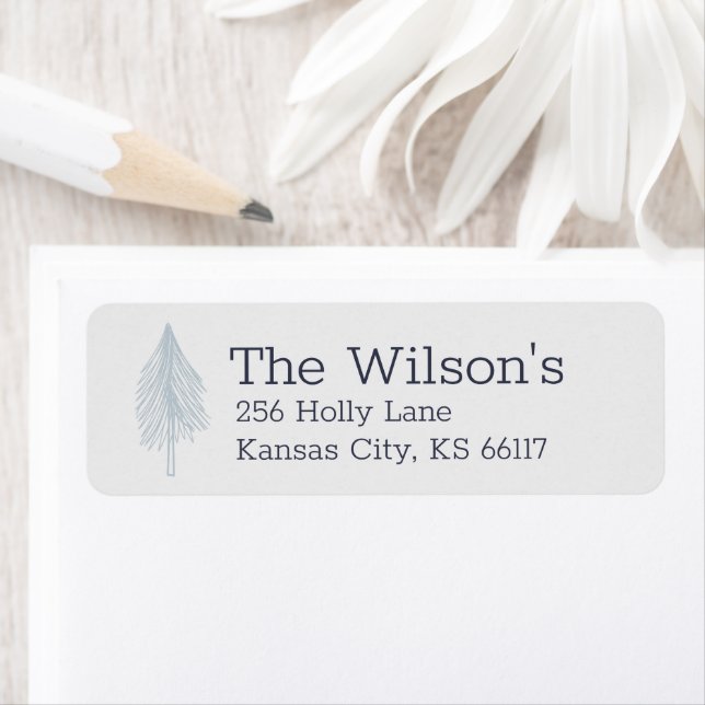 Minimal Sketch Evergreen Tree Holiday Label (Insitu)