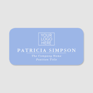 Minimal Sky Blue White Logo Modern Name Tag