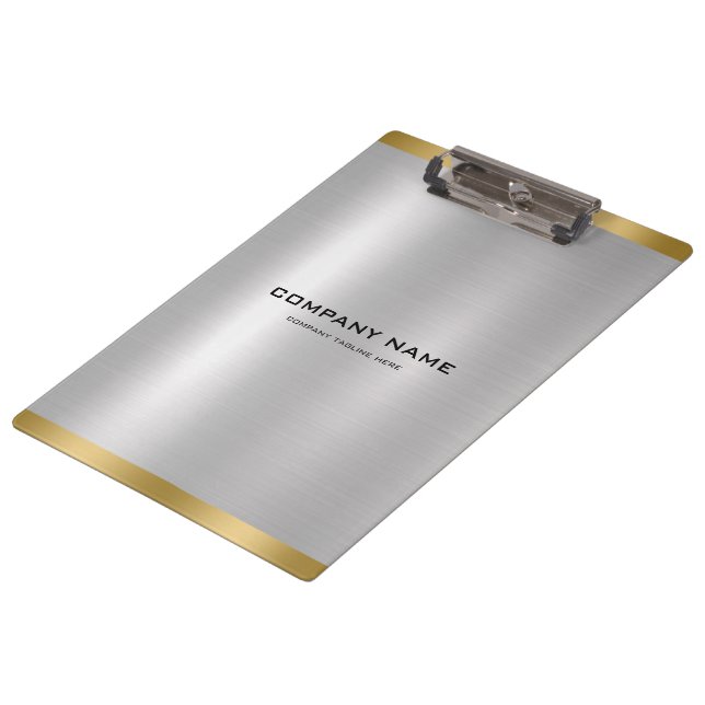 Minimal Slick Silver & Gold Metallic Texture  Clipboard (Angled)