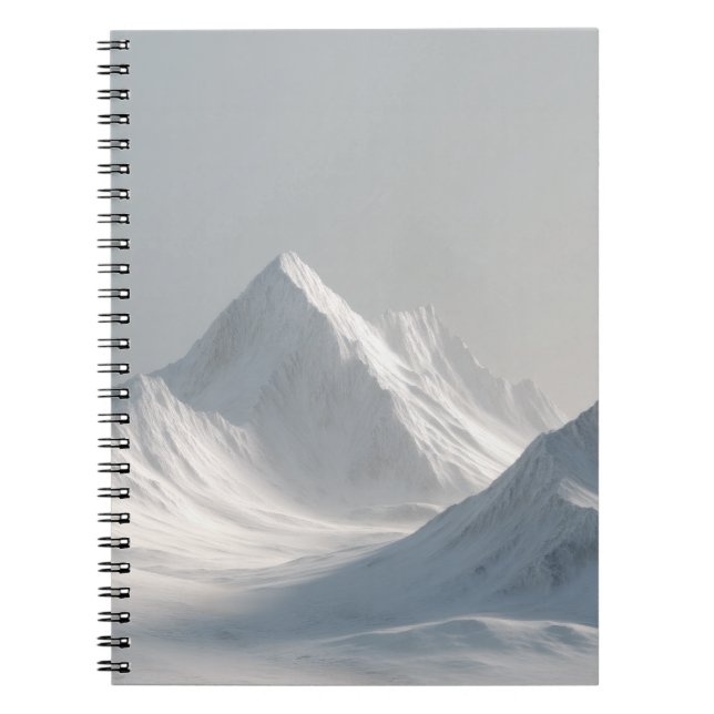 Minimal Snow-Covered Mountain Landscape Notebook (Front)