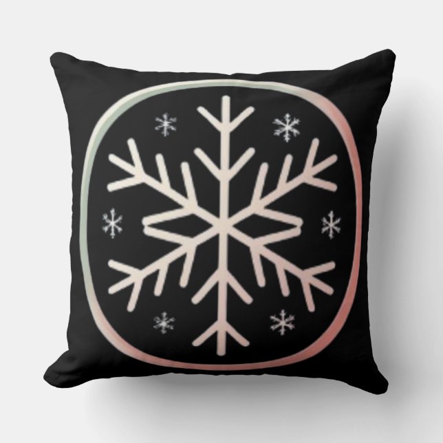Minimal Snowflake Icon –  Winter Holiday design  Throw Pillow (Front)