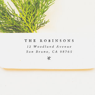 Minimal Snowflake Vintage Christmas Return Address Rubber Stamp