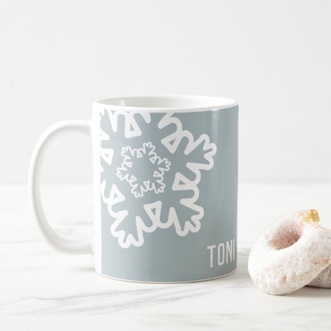 Minimal Snowflakes Mug (With Donut)