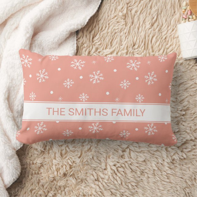 Minimal Snowflakes Pattern Personalized  Lumbar Pillow (Blanket)