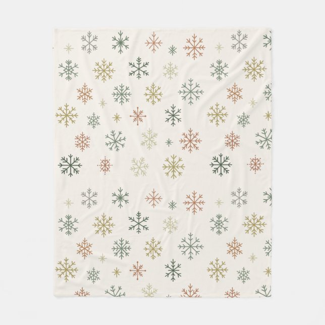 Minimal Snowflakes Seamless Pattern Fleece Blanket (Front)