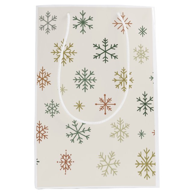Minimal Snowflakes Seamless Pattern Medium Gift Bag (Front)