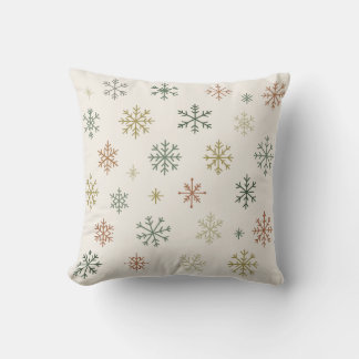 Minimal Snowflakes Seamless Pattern Throw Pillow