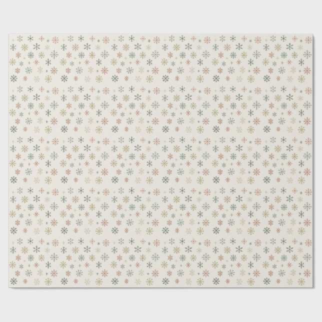 Minimal Snowflakes Seamless Pattern Wrapping Paper (Flat)