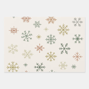 Minimal Snowflakes Seamless Pattern Wrapping Paper Sheets