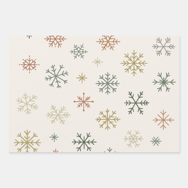 Minimal Snowflakes Seamless Pattern Wrapping Paper Sheets (Front)