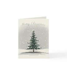 Minimal Snowy Christmas Tree Winter Watercolor