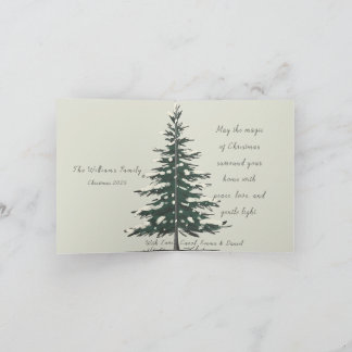Minimal Snowy Christmas Tree Winter Watercolor Holiday Card