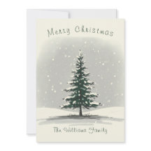 Minimal Snowy Christmas Tree Winter Watercolor