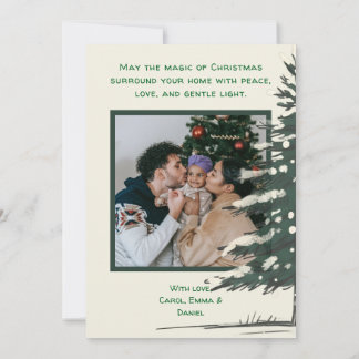 Minimal Snowy Christmas Tree Winter Watercolor Holiday Card