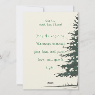 Minimal Snowy Christmas Tree Winter Watercolor Holiday Card