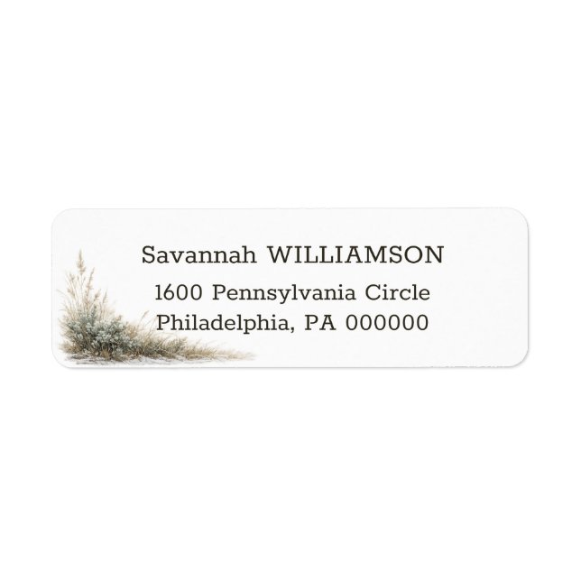 Minimal Snowy Prairie Grass Return Address Label (Front)