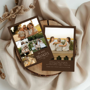 Minimal So Very Thankful Photos Happy Thanksgiving Holiday Card