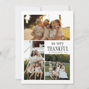 Minimal So Very Thankful Photos Happy Thanksgiving Holiday Card