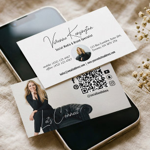 Minimal Social Media Marketing Consultant QR Code Business Card