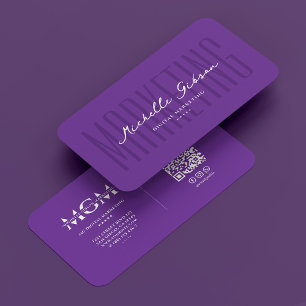 Minimal Social Media Marketing Royal Purple Business Card