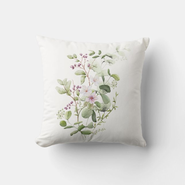 Minimal Soft Aesthetic Botanical Pillow Cover (Front)