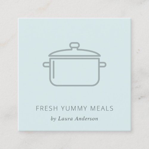 MINIMAL SOFT BLUE GREY POT MEAL CHEF CATERING SQUARE BUSINESS CARD