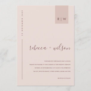 MINIMAL SOFT BLUSH PINK PEACH TYPOGRAPHY WEDDING INVITATION