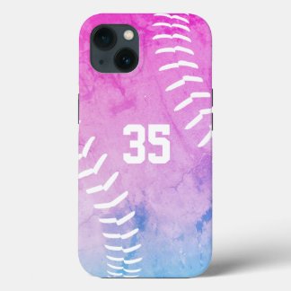 minimal softball girly pastels iPhone 13 case
