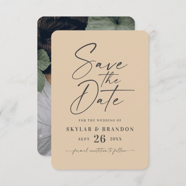 Minimal Solid Pale Yellow Color Wedding Save The Date (Front/Back)