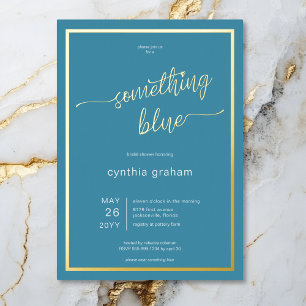 Minimal Something Blue Before I Do Bridal Shower Foil Invitation