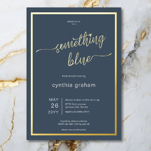 Minimal Something Blue Before I Do Bridal Shower Foil Invitation