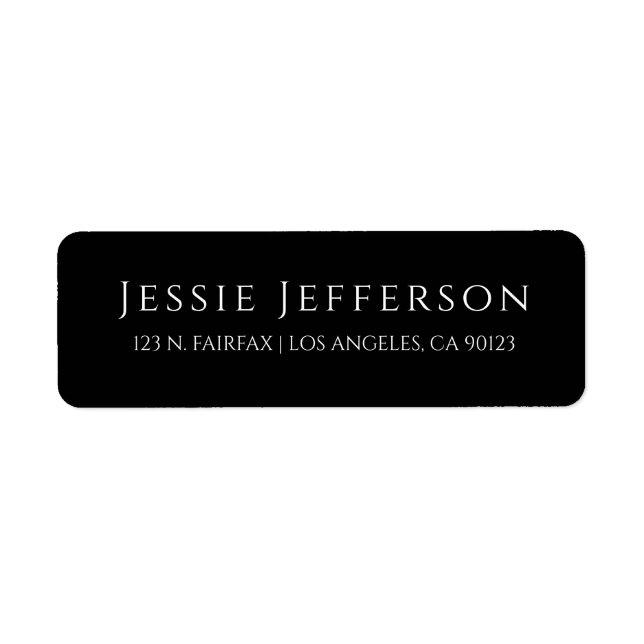 Minimal Sophisticated | Black Return Address Label (Front)