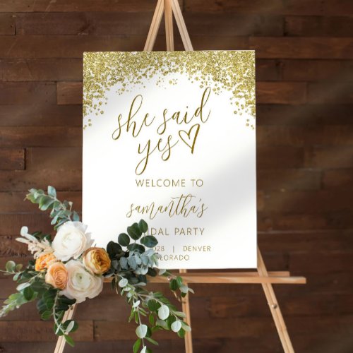 Minimal Sparkly Glitter Script Bridal Shower Sign