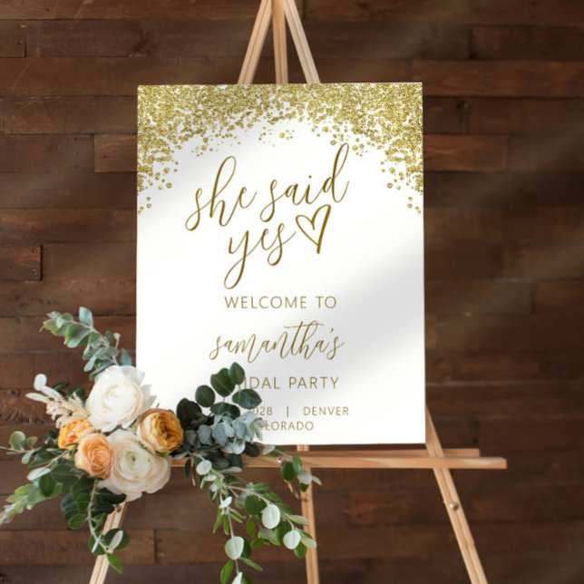 Minimal Sparkly Glitter Script Bridal Shower Sign (Creator Uploaded)
