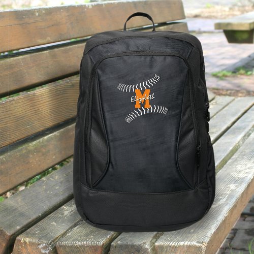 minimal sports monogrammed baseball softball port authority backpack