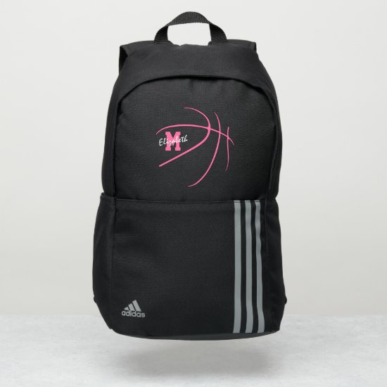 minimal sports monogrammed pink basketball adidas backpack