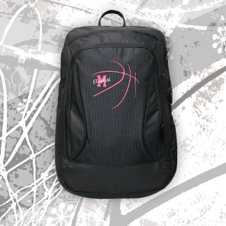 minimal sports monogrammed pink basketball port authority® backpack